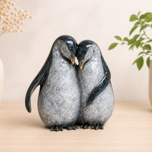 Penguin couple sculpture 