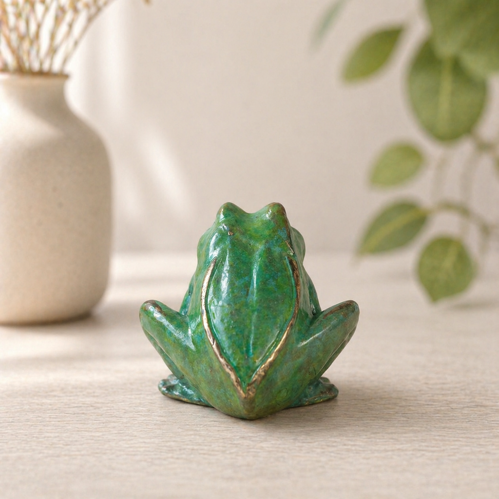 Bronze sculpture of a frog