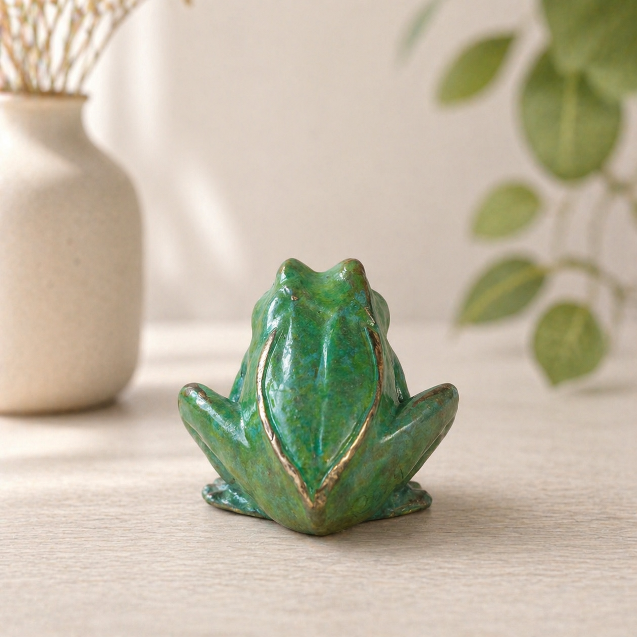 Bronze sculpture of a frog