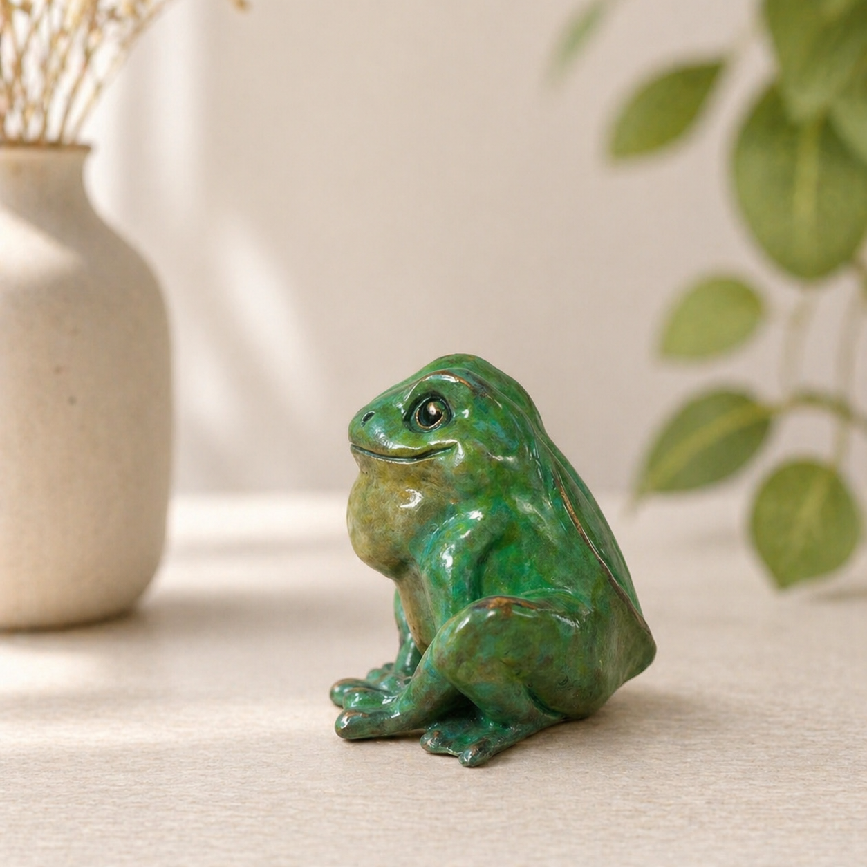 Bronze sculpture of a frog