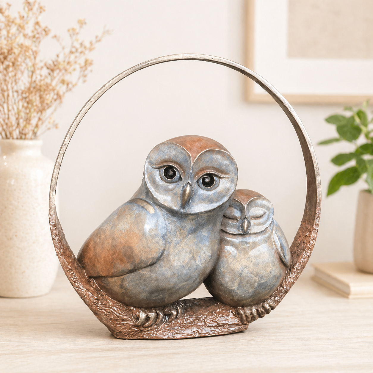 mother and baby owls