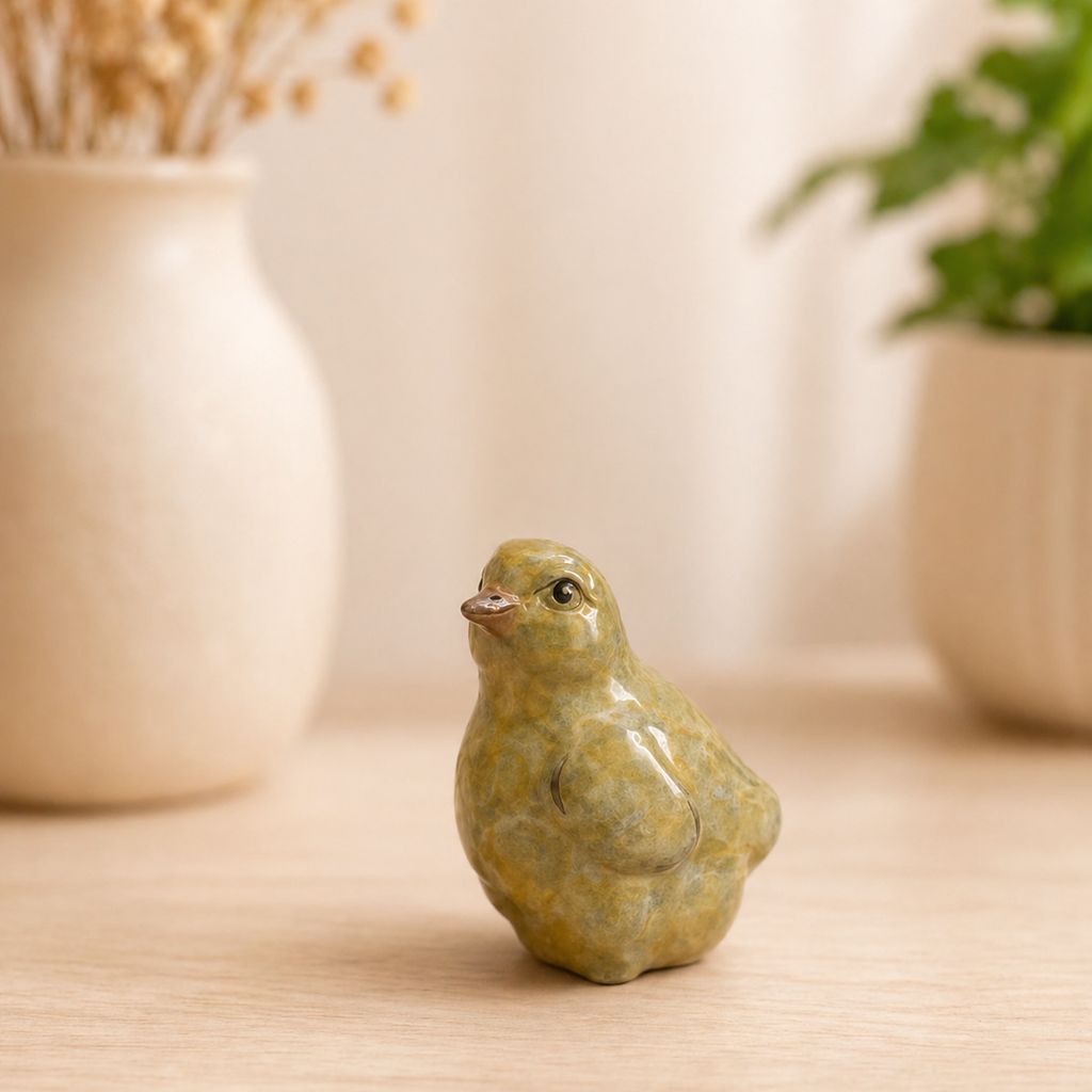 bronze sculpture of a chick