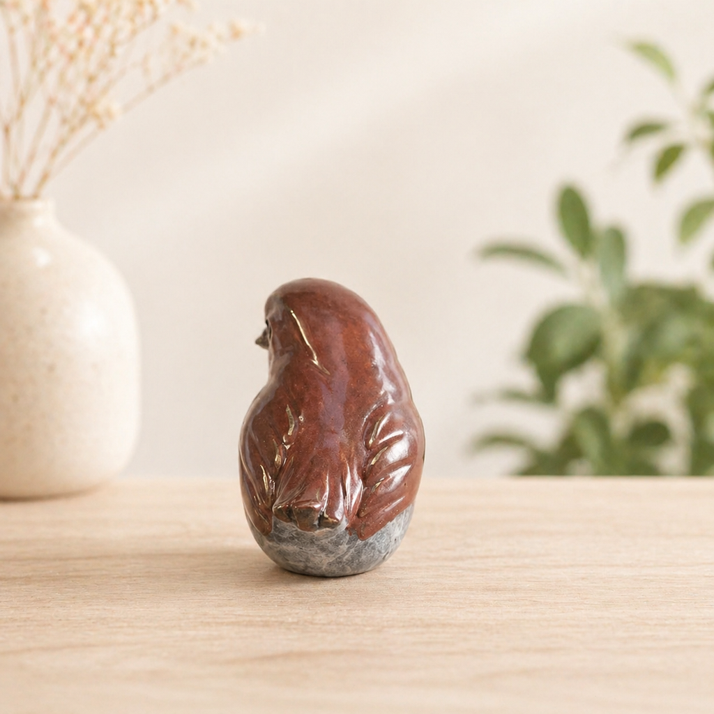 Bronze sculpture of a robin 