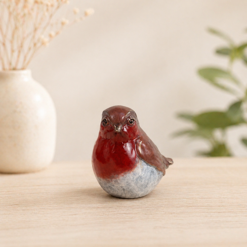 Bronze sculpture of a robin 