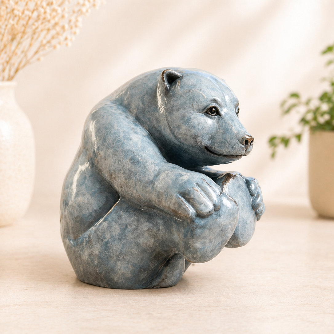 Polar bear playing sculpture
