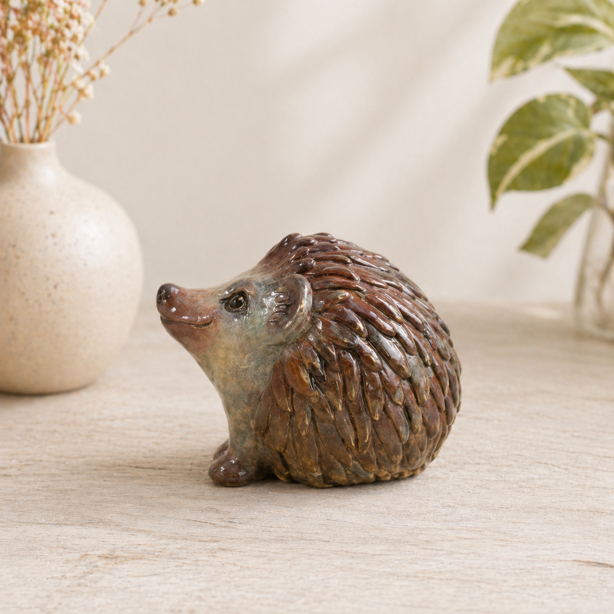 Bronze sculpture of a hedgehog