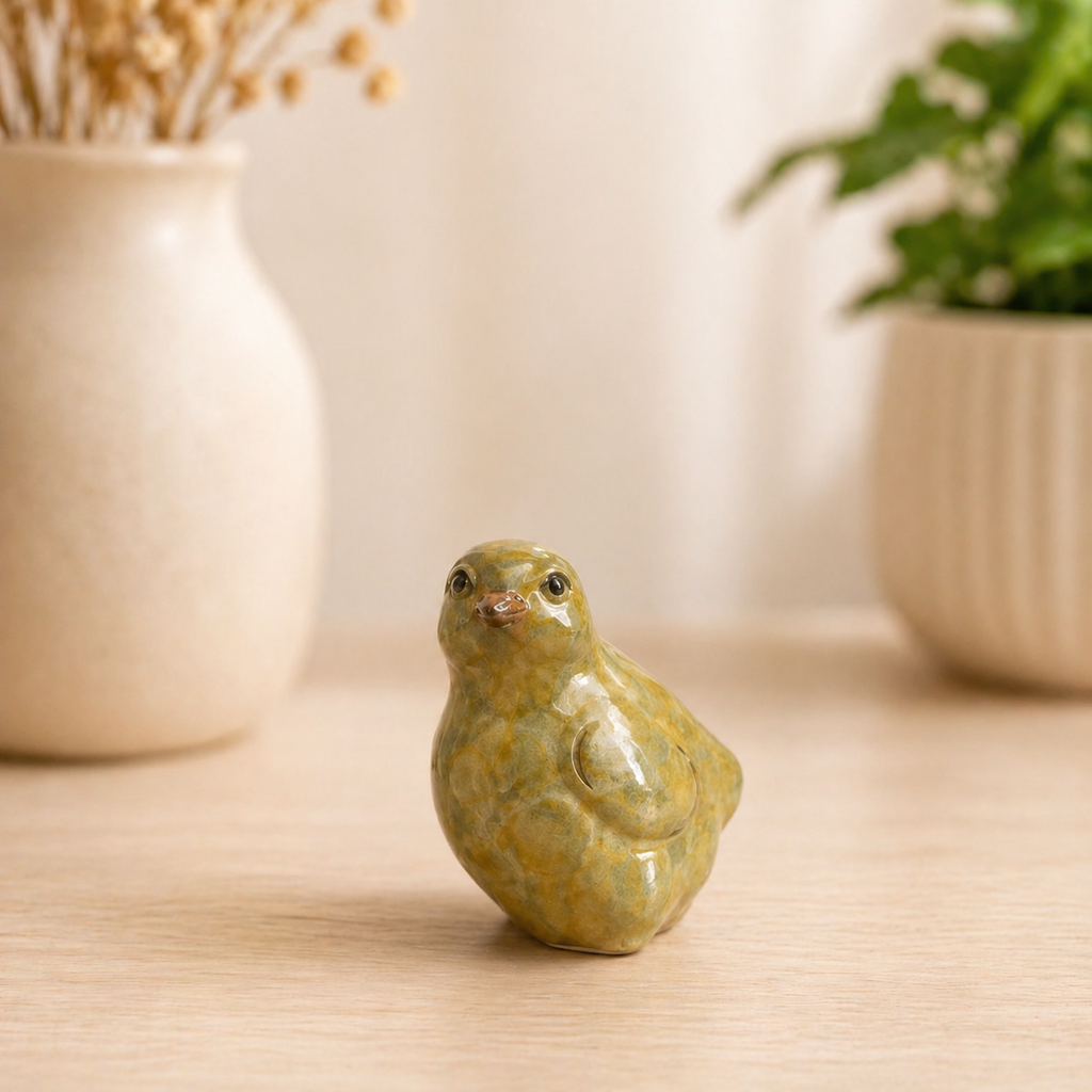 bronze sculpture of a chick